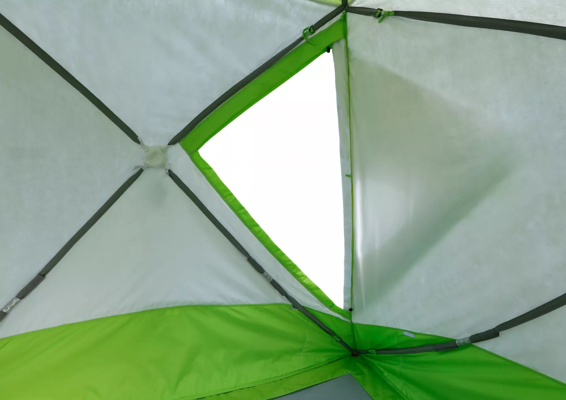 Утепленная палатка ЛОТОС Куб 4 Компакт Термо (лонг) с системой компактного сложения (вид изнутри, дверь)