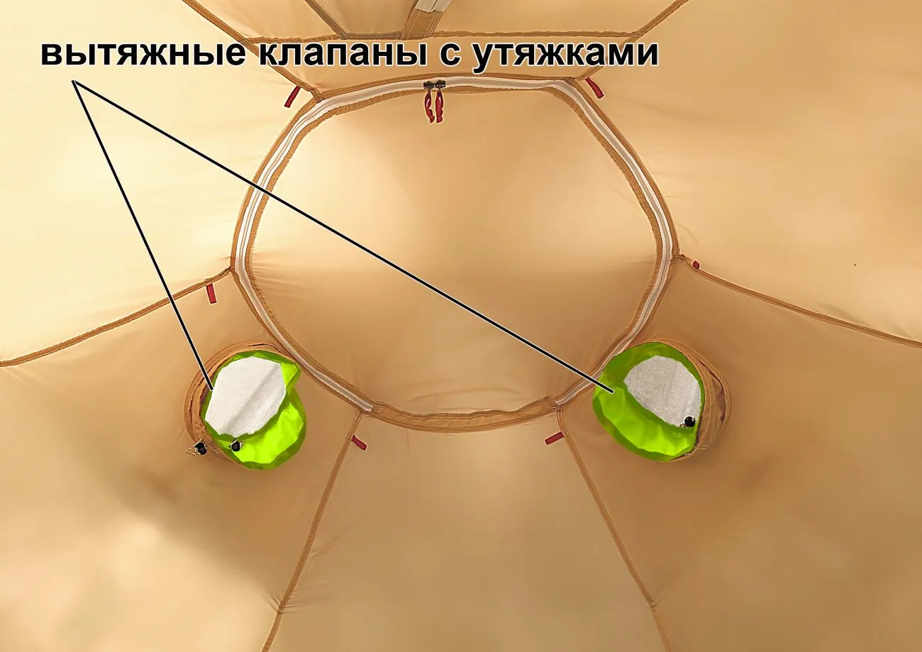 Универсальная палатка Лотос 5У - вытяжные клапаны Универсальная палатка Лотос 5У - вытяжные клапаны